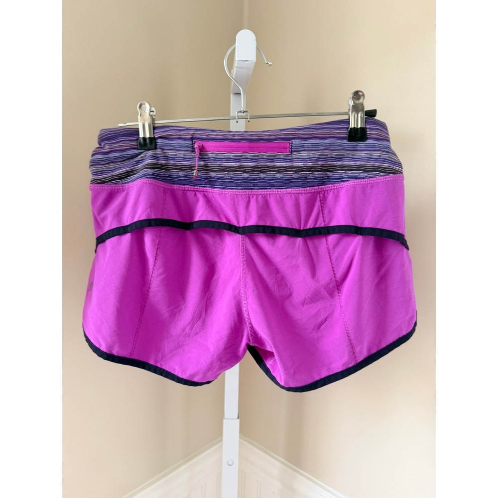 Lululemon Speed Short Running Shorts Purple Striped Waistband Size 4